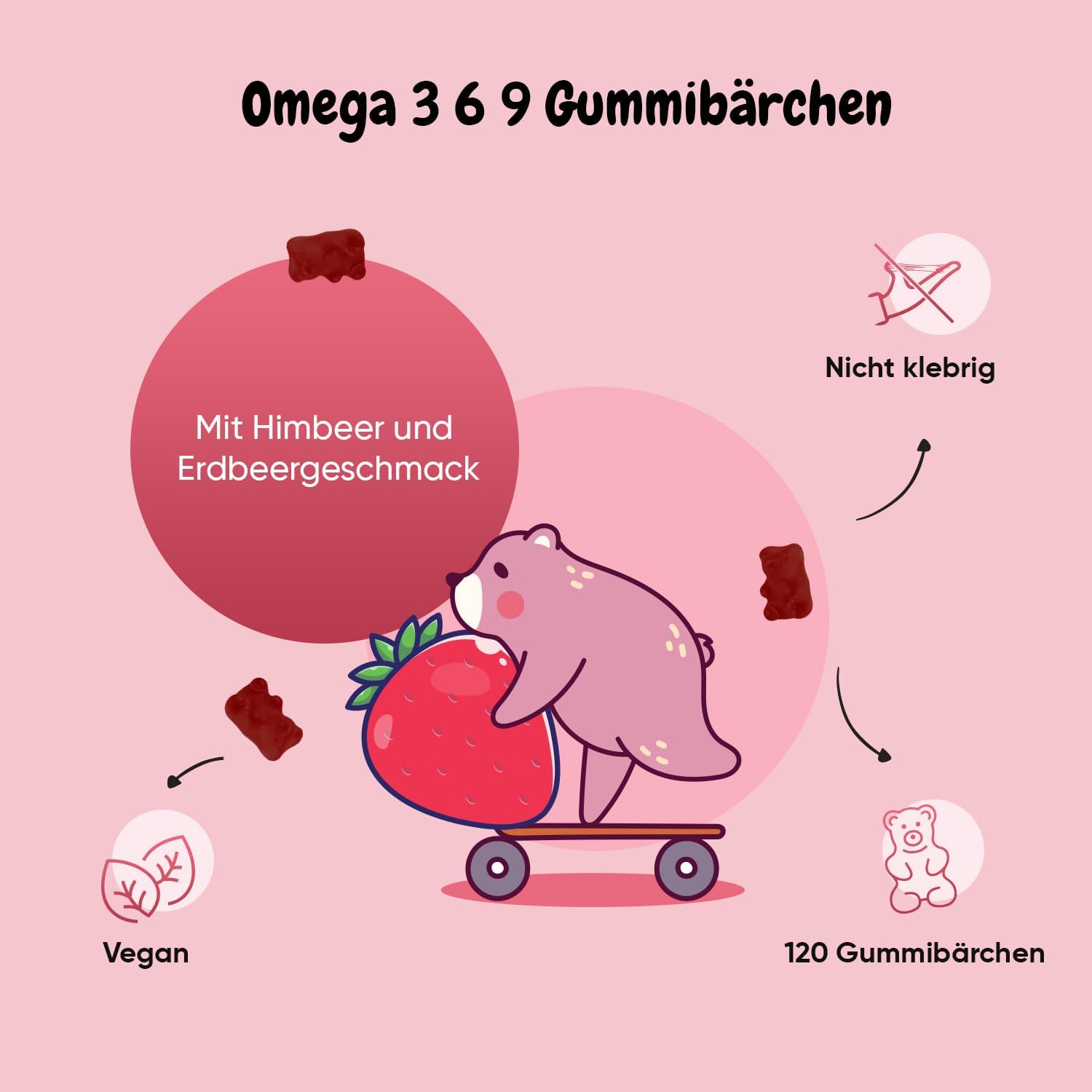 Thumbnail 6 de maxmedix Omega 3 6 9 Gummibärchen für Kinder (120 vegane Gummies, 400 mg Perillaöl) – Erdbeere & Himbeere