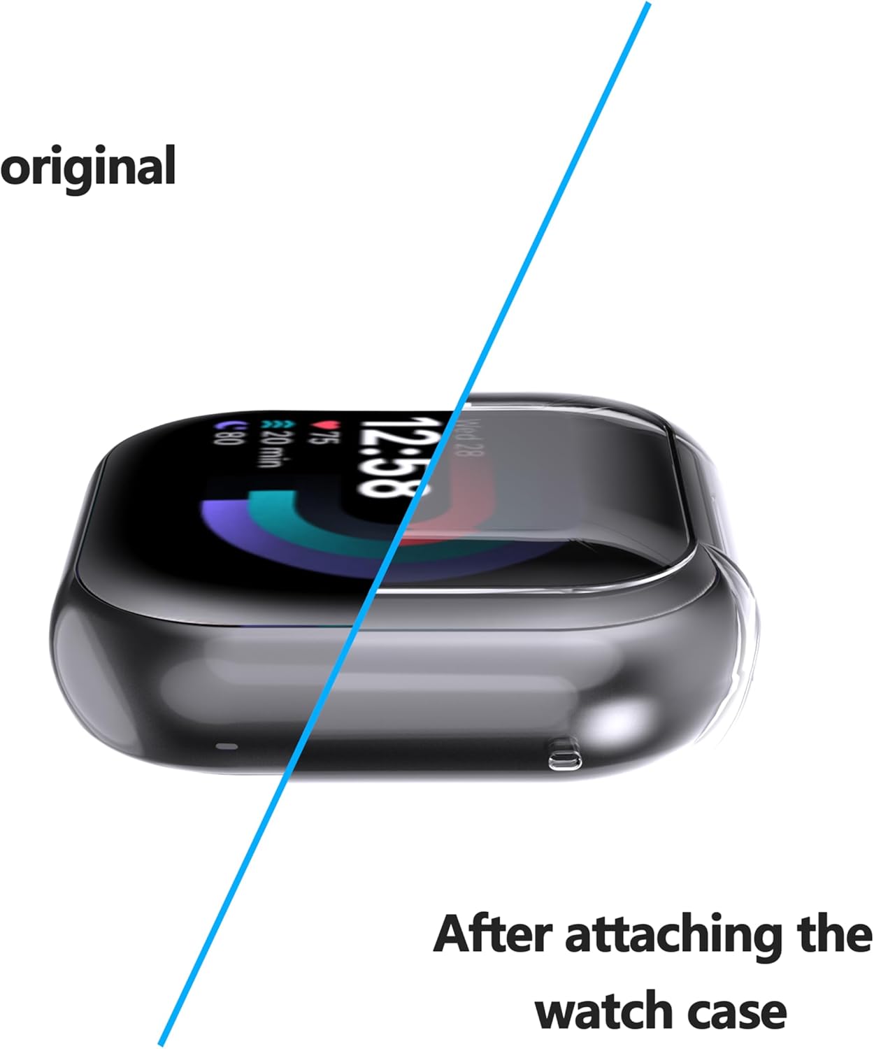 Thumbnail 5 de WFTE 2-pack case for Fitbit Versa 4 / Sense 2 with tempered glass screen protector (Black & Clear)