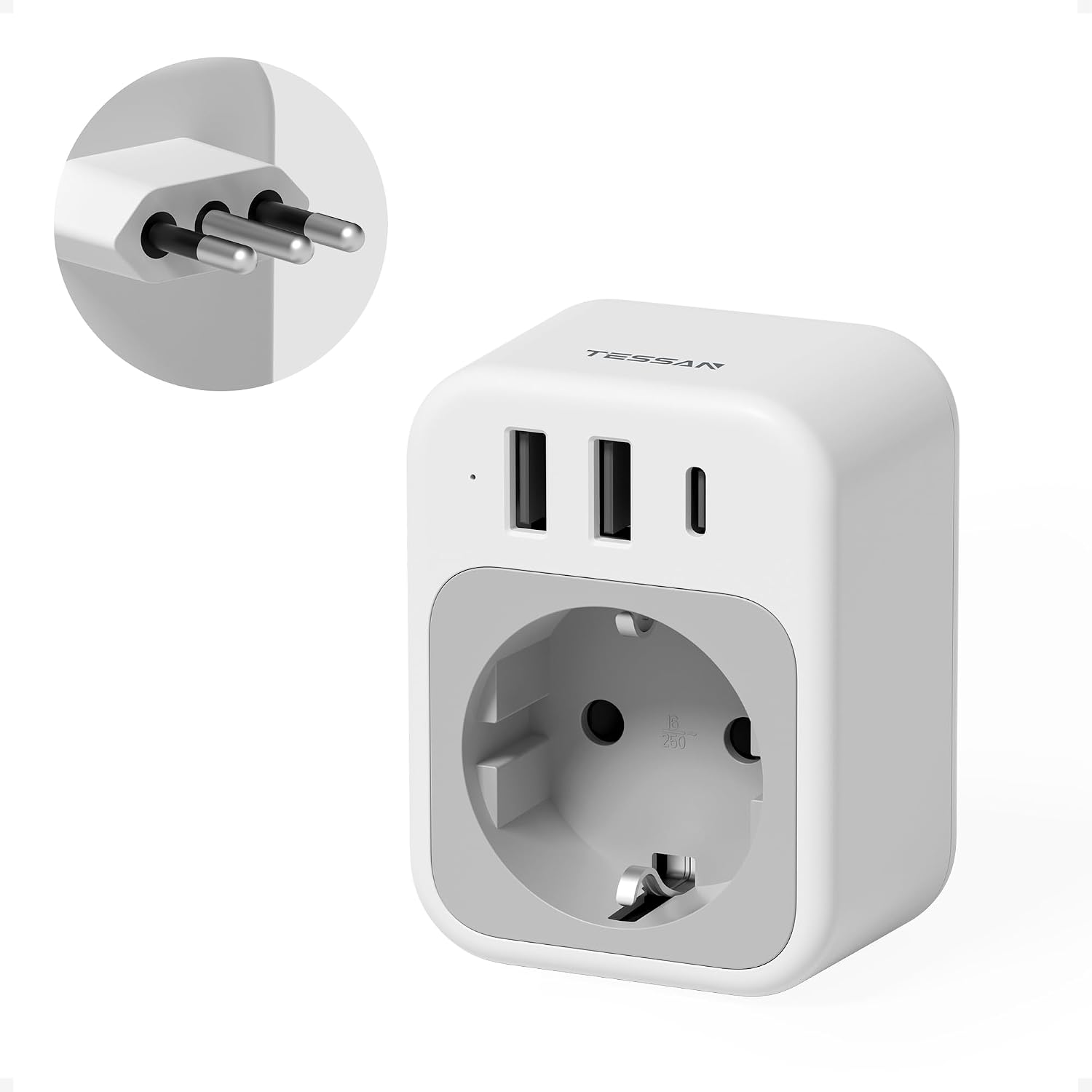 Detalle de TESSAN Adaptateur Type L 2500 W 🇮🇹🔌
