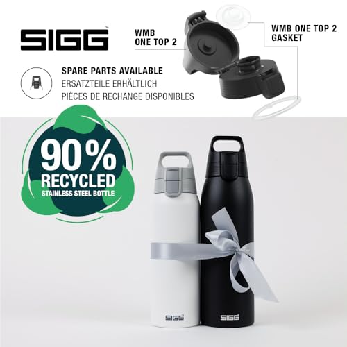 Detalle de SIGG Isolierte Trinkflasche Shield Therm One – 1L, Schwarz, BPA-frei, 90% recycelter Edelstahl