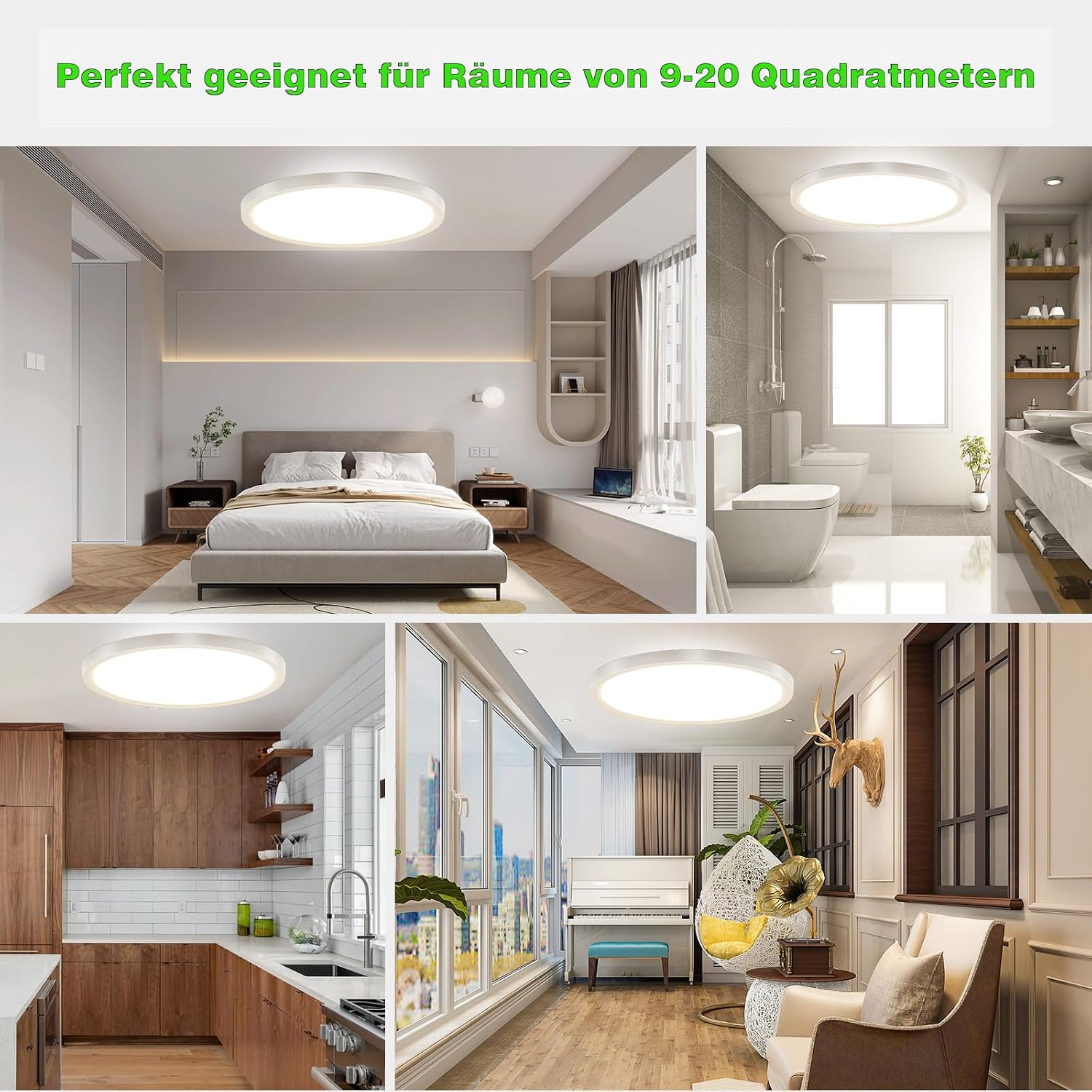 Thumbnail 6 de MGEELED Deckenleuchte Ø30 cm, 20W, 2400 lm, 3 Farbtemperaturen (3000K/4000K/6500K) – IP44