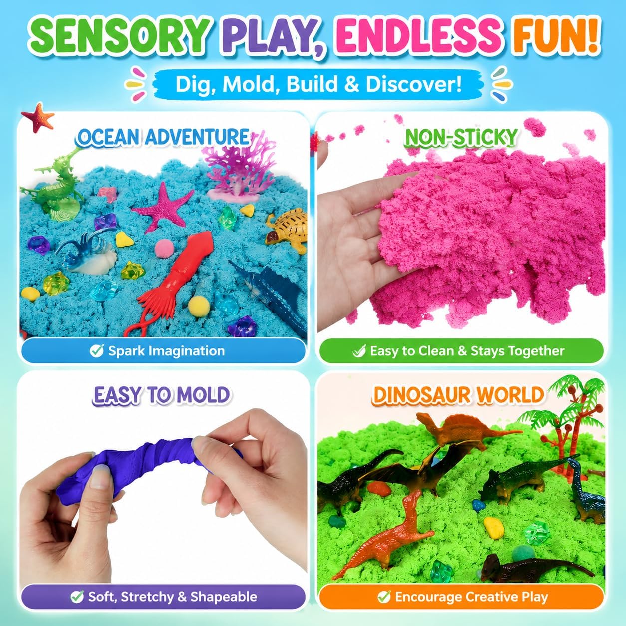 Detalle de AGENTLAN Dino & Ocean Sensory Sandbox Play Set