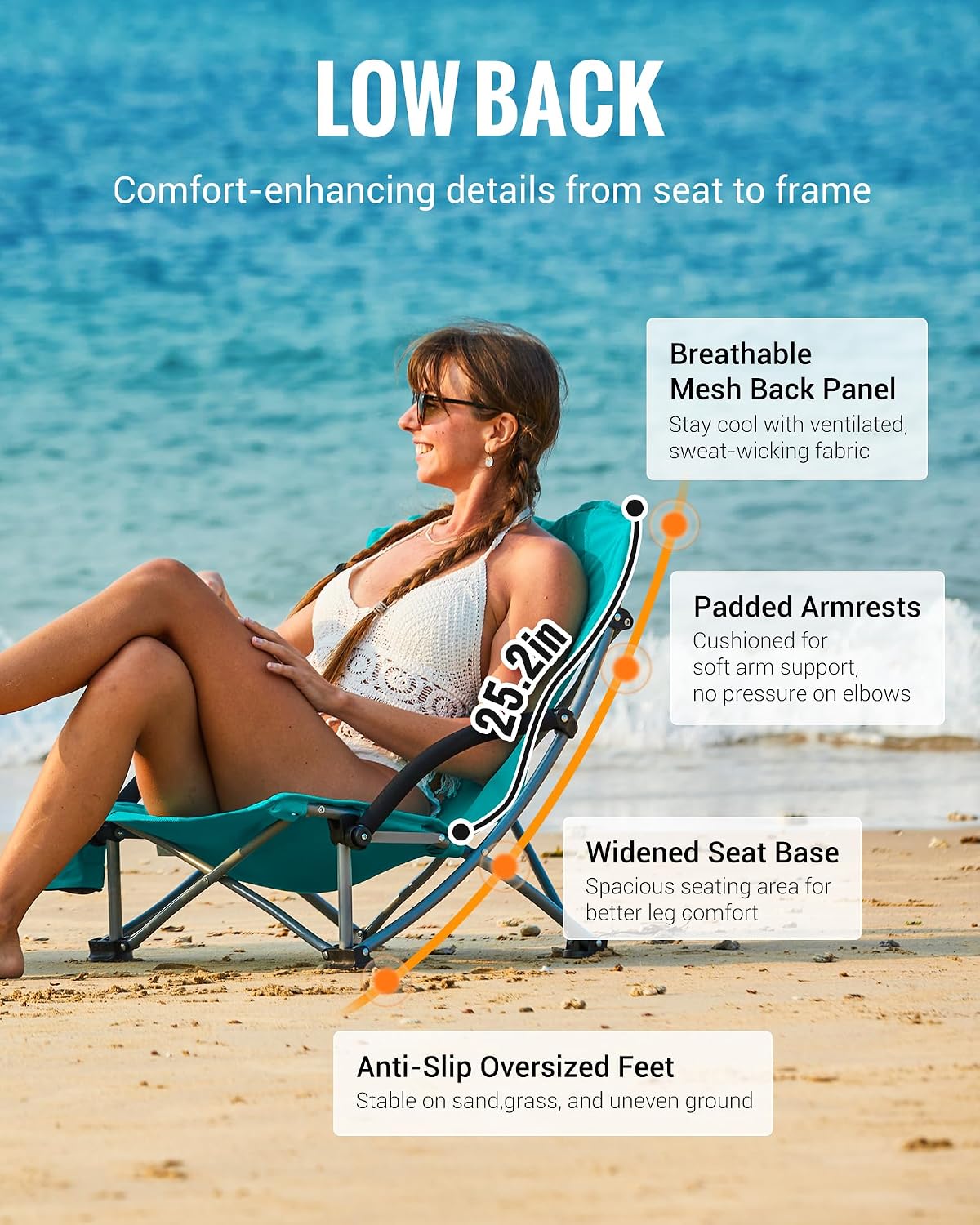 Thumbnail 3 de KingCamp Low Beach Chairs 300lb Folding Chair