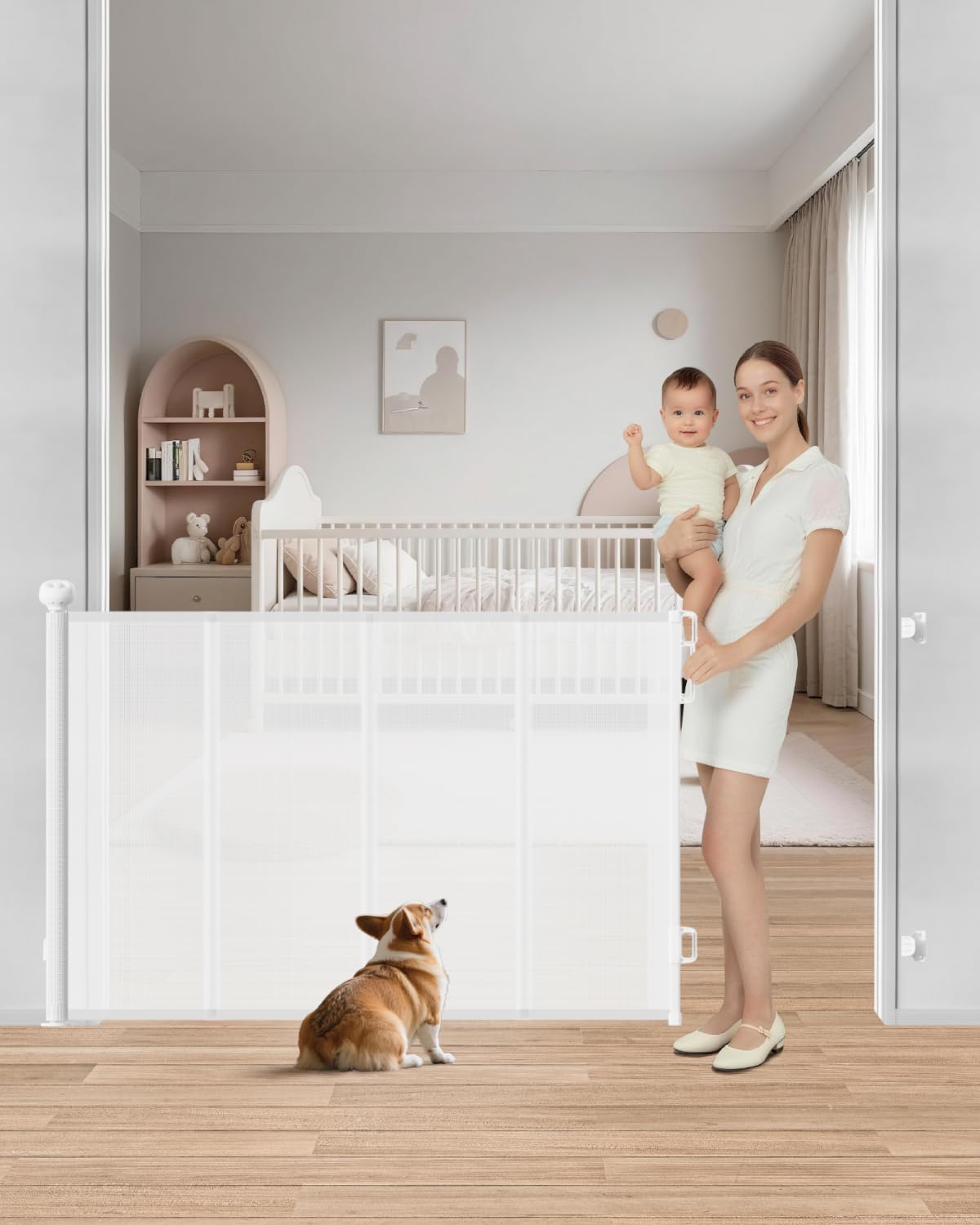 Detalle de BBsecure SG025 Retractable Mesh Baby Gate, 55-Inch Wide, 34-Inch Tall