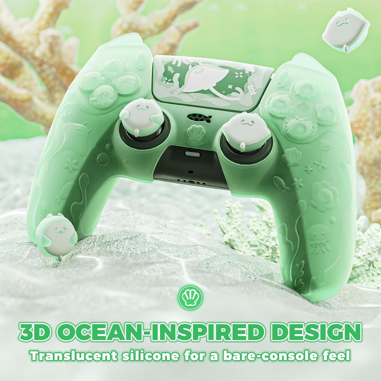 Detalle 2 de playvital PS5 Controller Cover Skin Pastel Green