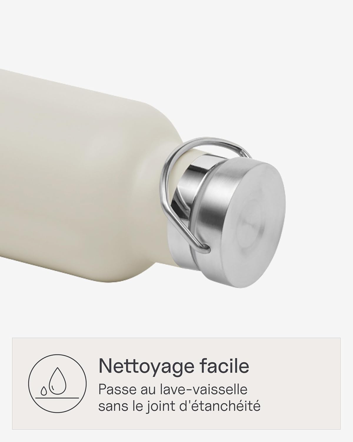 Detalle de Kapten & Son Gourde en acier inoxydable 0,75 L – beige, couvercle anti-fuite, BPA-free