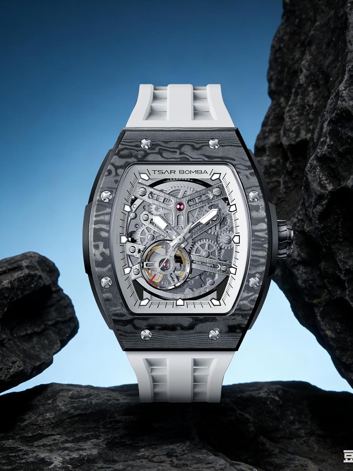 Detalle de Tsar Bomba Montre Automatique pour Homme – Étanche 50 m, Mouvement Japonais 82S0, Boîtier Acier Inoxydable et Verre Saphir