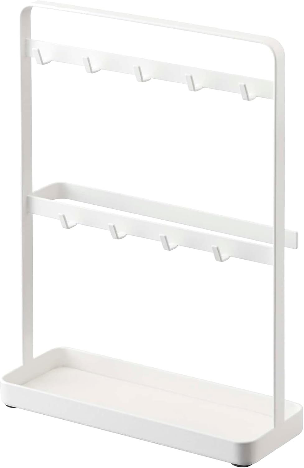 Detalle 2 de Yamazaki organizer na klucze, stalowy, biały, 2 poziomy i 9 haczyków