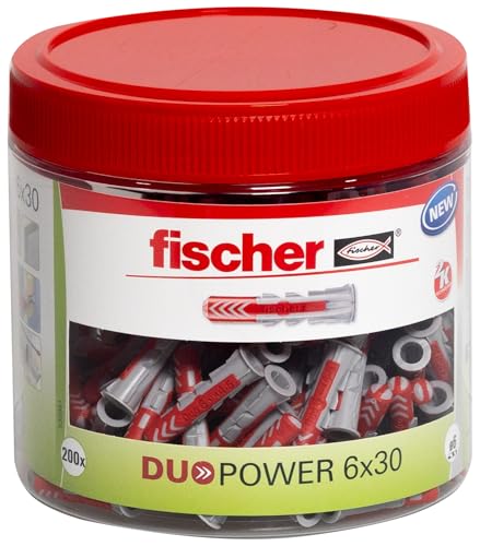 Detalle de fischer DuoPower 6 x 30 – 200 Universaldübel in handlicher Runddose