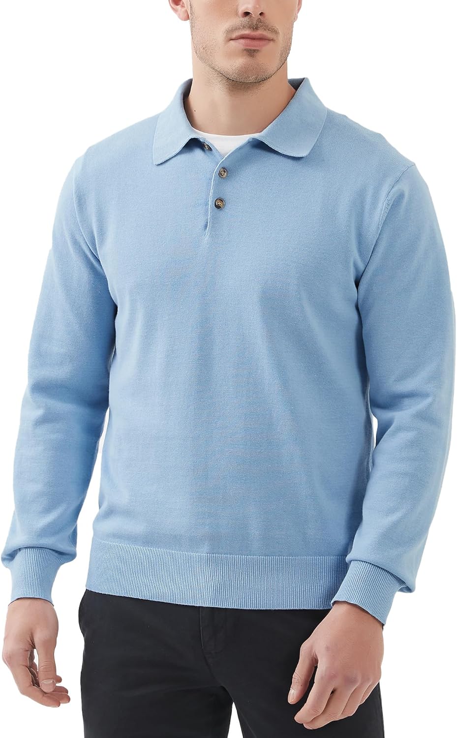 Detalle de Kallspin 100% Cotton Knit Polo Jumper, Long Sleeve – Regular Fit