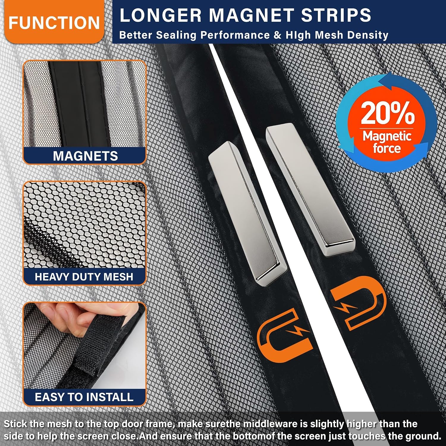 Thumbnail 2 de Mdavo Magnetic Screen Door, 38 x 82 Inch