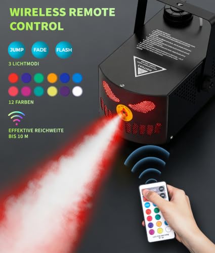 Thumbnail 6 de FOGMASHIN Nebelmaschine Halloween Kürbis 3D Gruselgesicht 500W RGB LED