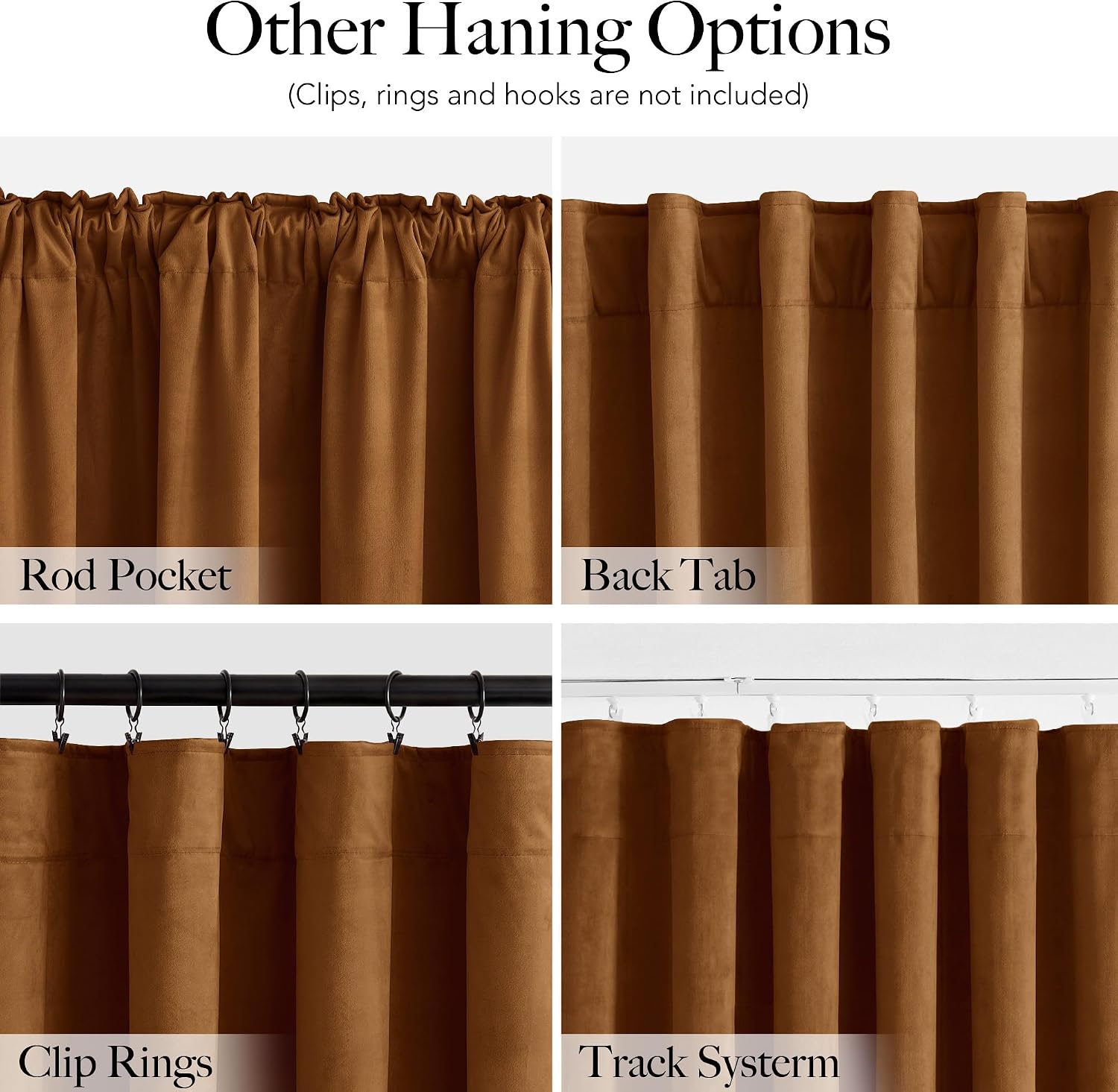 Thumbnail 1 de RYB HOME Burnt Orange Velvet Curtains (52" W x 90" L) – 2 Panels, Room Darkening & Thermal Insulation