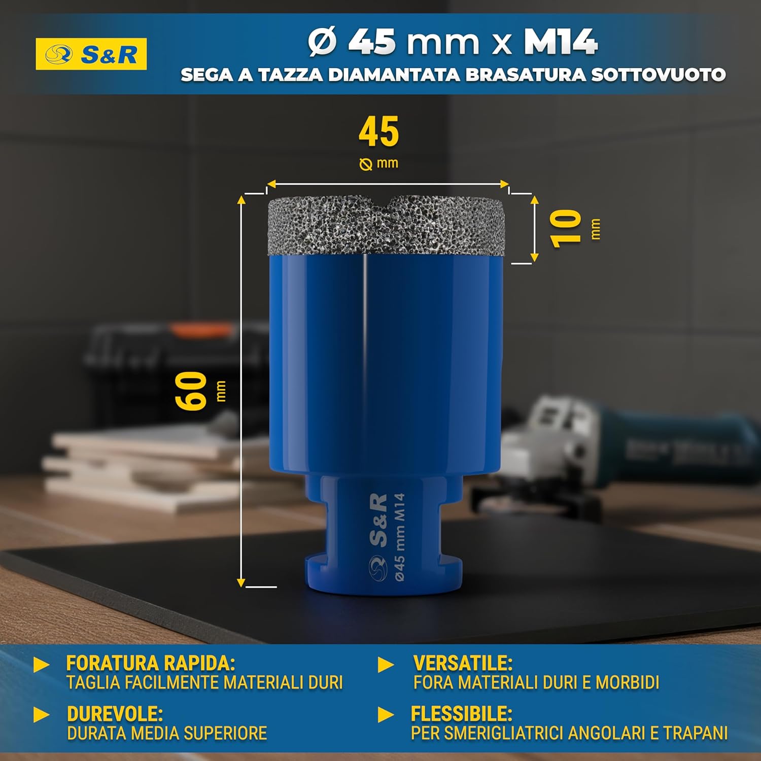 Detalle 2 de S&R Sega a tazza diamantata 45 mm per piastrelle đź›
