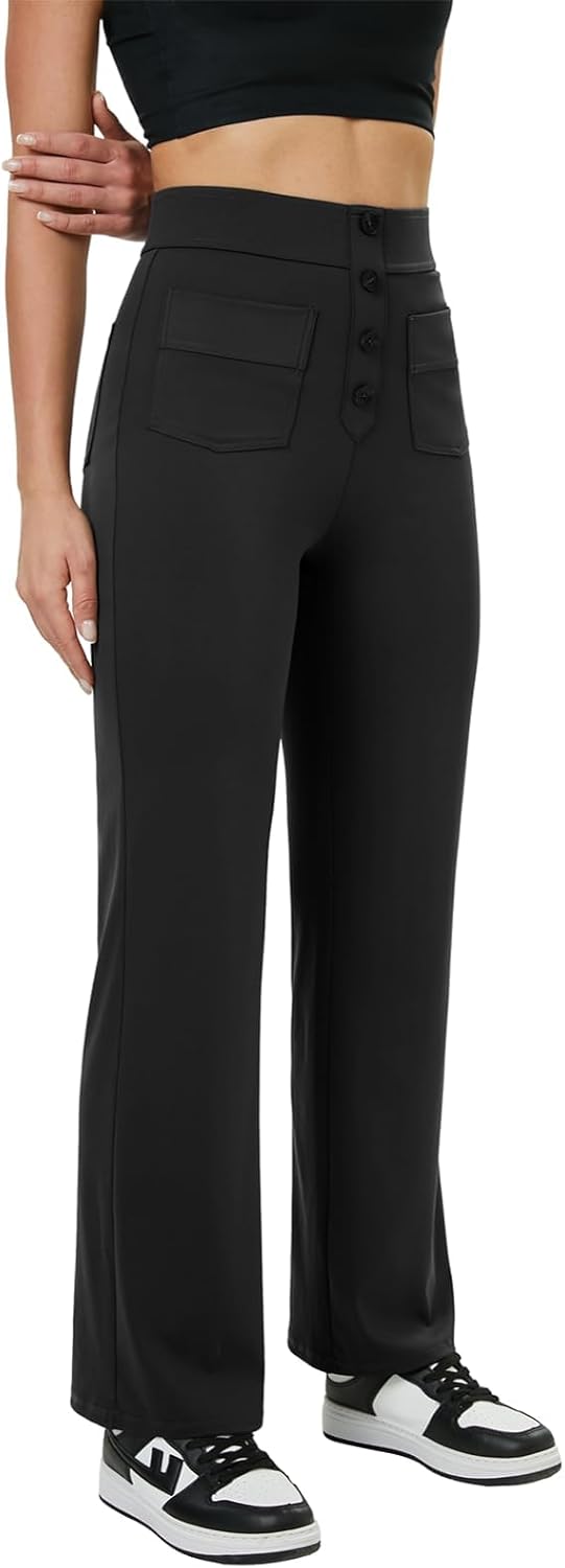 Thumbnail 2 de Glacspyg Yoga – Pantalon de survêtement femme taille haute à poches et bouton, coupe droite