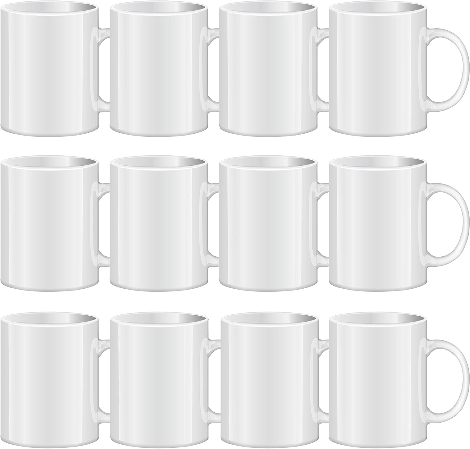 Detalle de TANGLONG 11 oz Sublimation Mugs Blank – White Ceramic, Set of 12 for DIY Coffee, Tea, and More