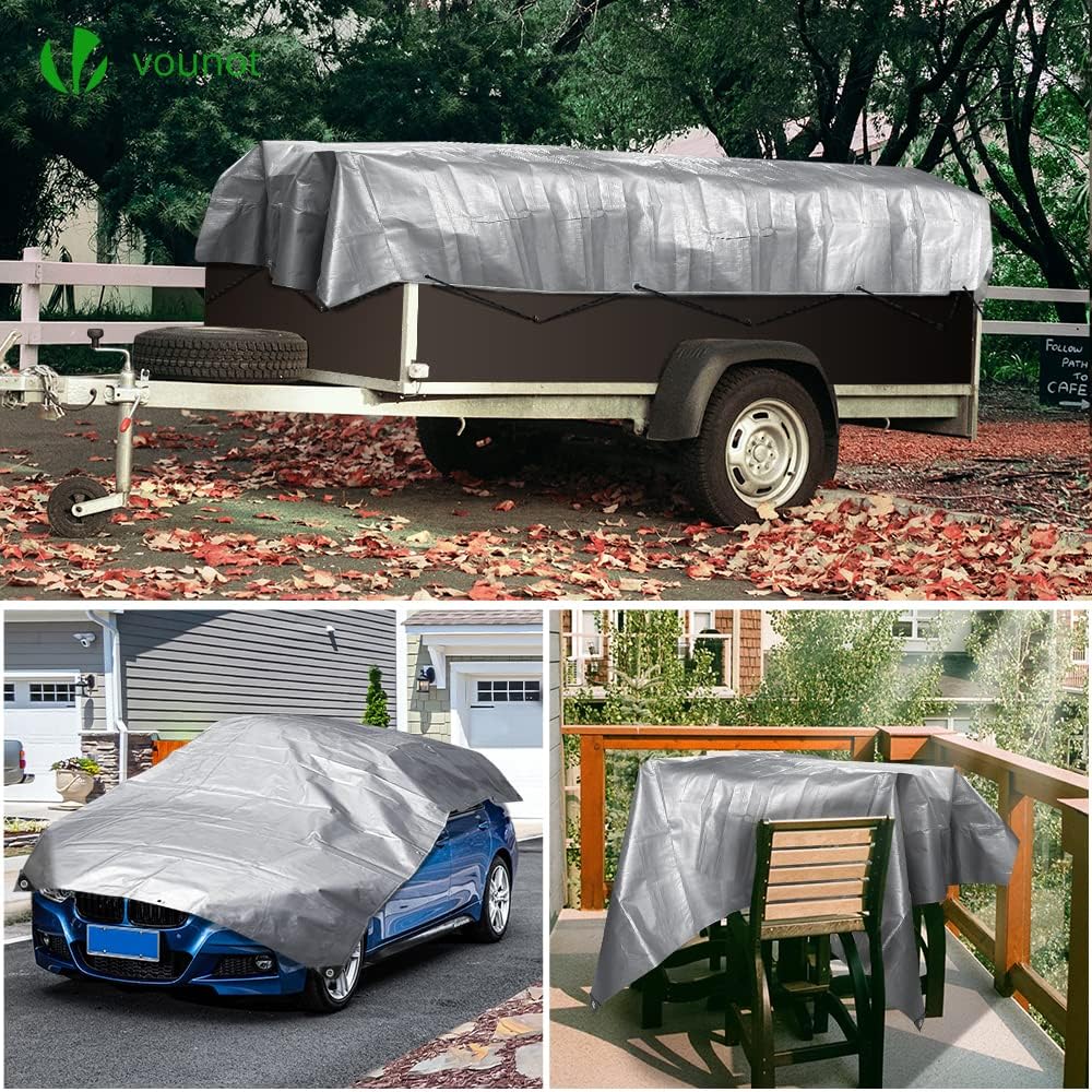 Thumbnail 6 de VOUNOT 4x6m Abdeckplane 240 g/m² – wasserdichte Gewebeplane mit Ösen, grau