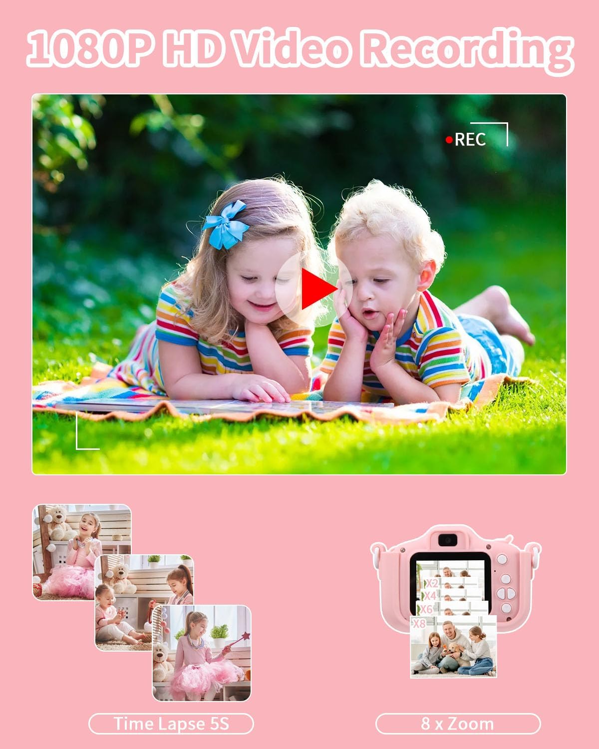 Thumbnail 2 de Macchina Fotografica per Bambini 2.0" Pollici con 64GB inclusa – 1080P, Custodia in silicone e accessori
