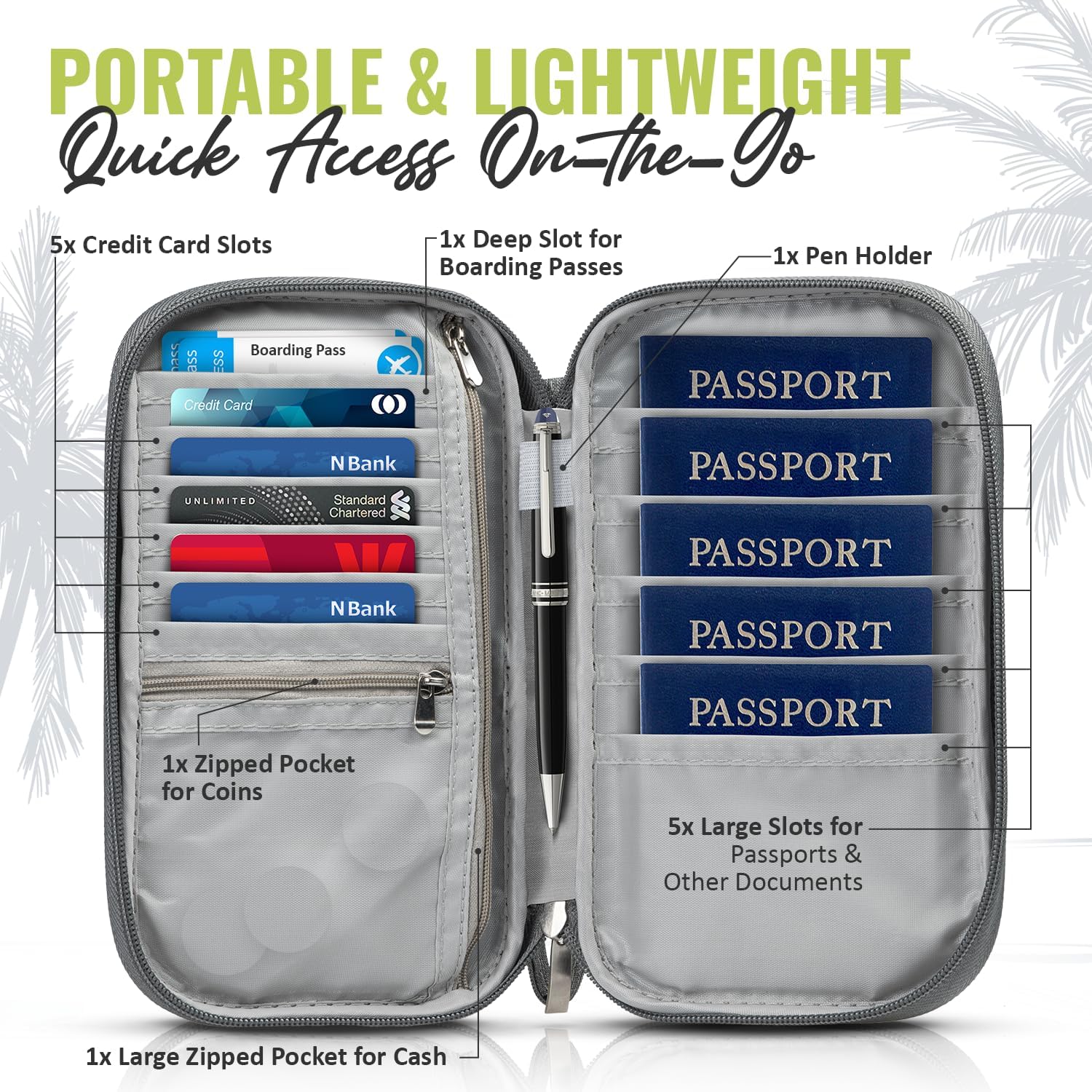 Thumbnail 1 de Family passport holder RFID wallet 13x22.5cm
