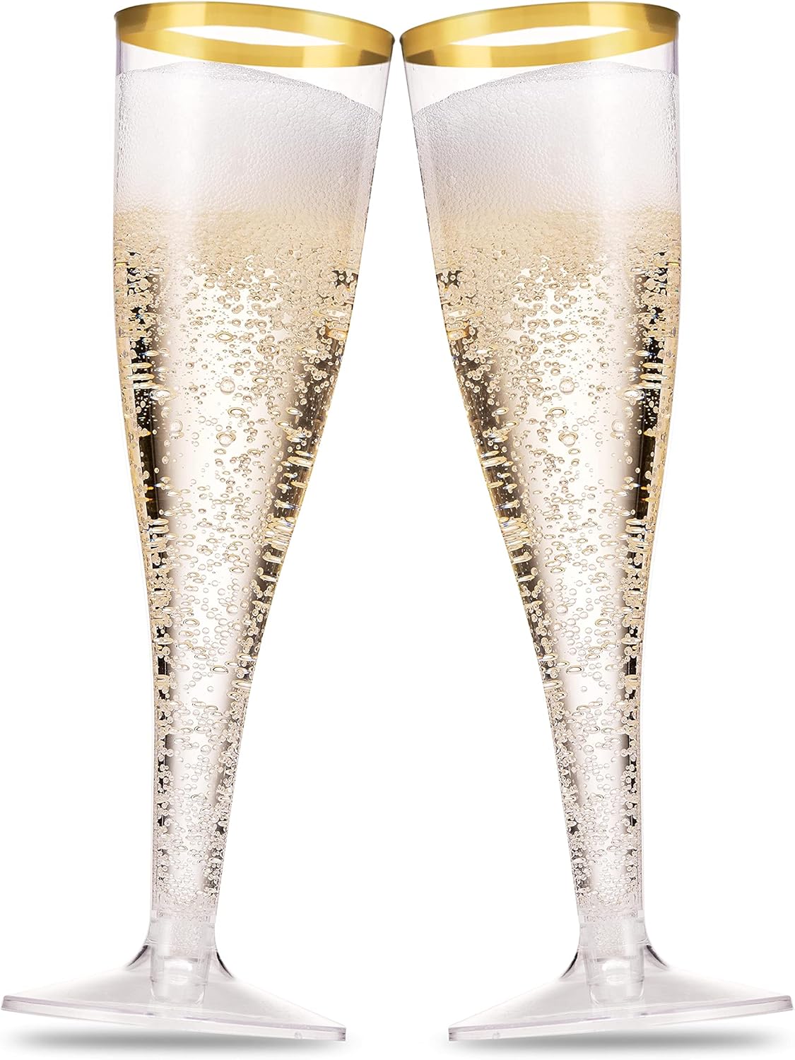 Detalle de Munfix 100 Pack Gold Plastic Champagne Flutes, 5 Oz - Elegant Disposable Stemware for Any Celebration