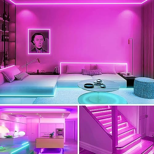 Detalle de KSIPZE LED Streifen 10m RGB – Bluetooth App, IR-Fernbedienung, Musik Sync, dimmbar
