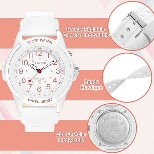 Thumbnail 6 de TENOCK Montre de sport pour femmes – montre analogique quartz étanche 50 m avec veilleuse