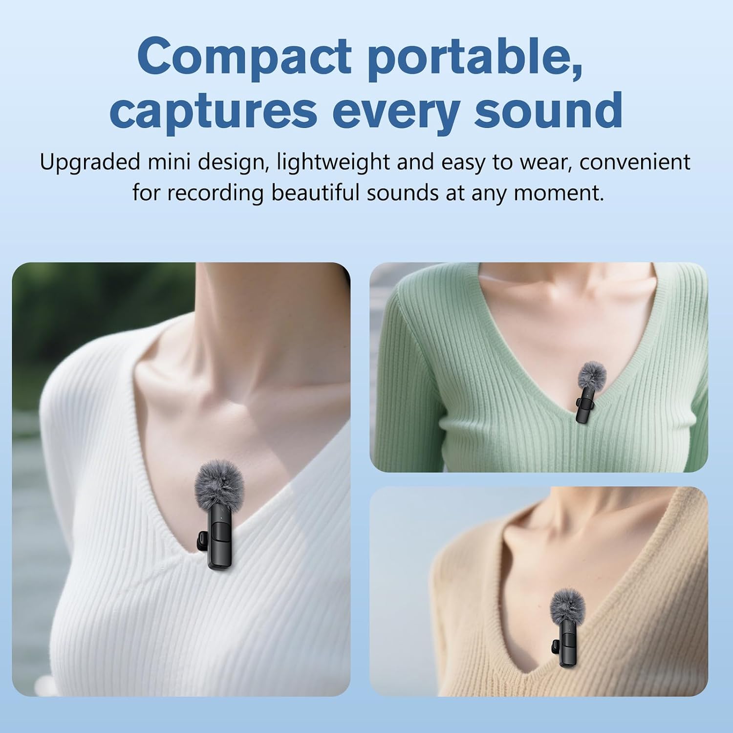 Detalle de voijump 2026 Wireless Lavalier Microphone (2-Pack) for iPhone, Android & More