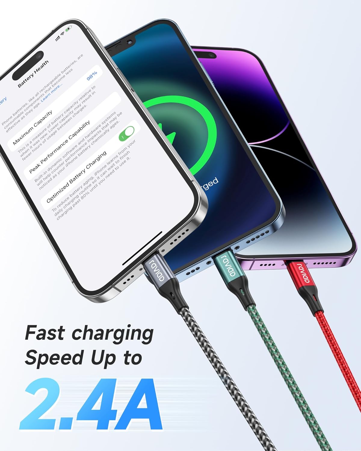 Thumbnail 1 de RAVIAD iPhone Ladekabel 2M 3er Pack