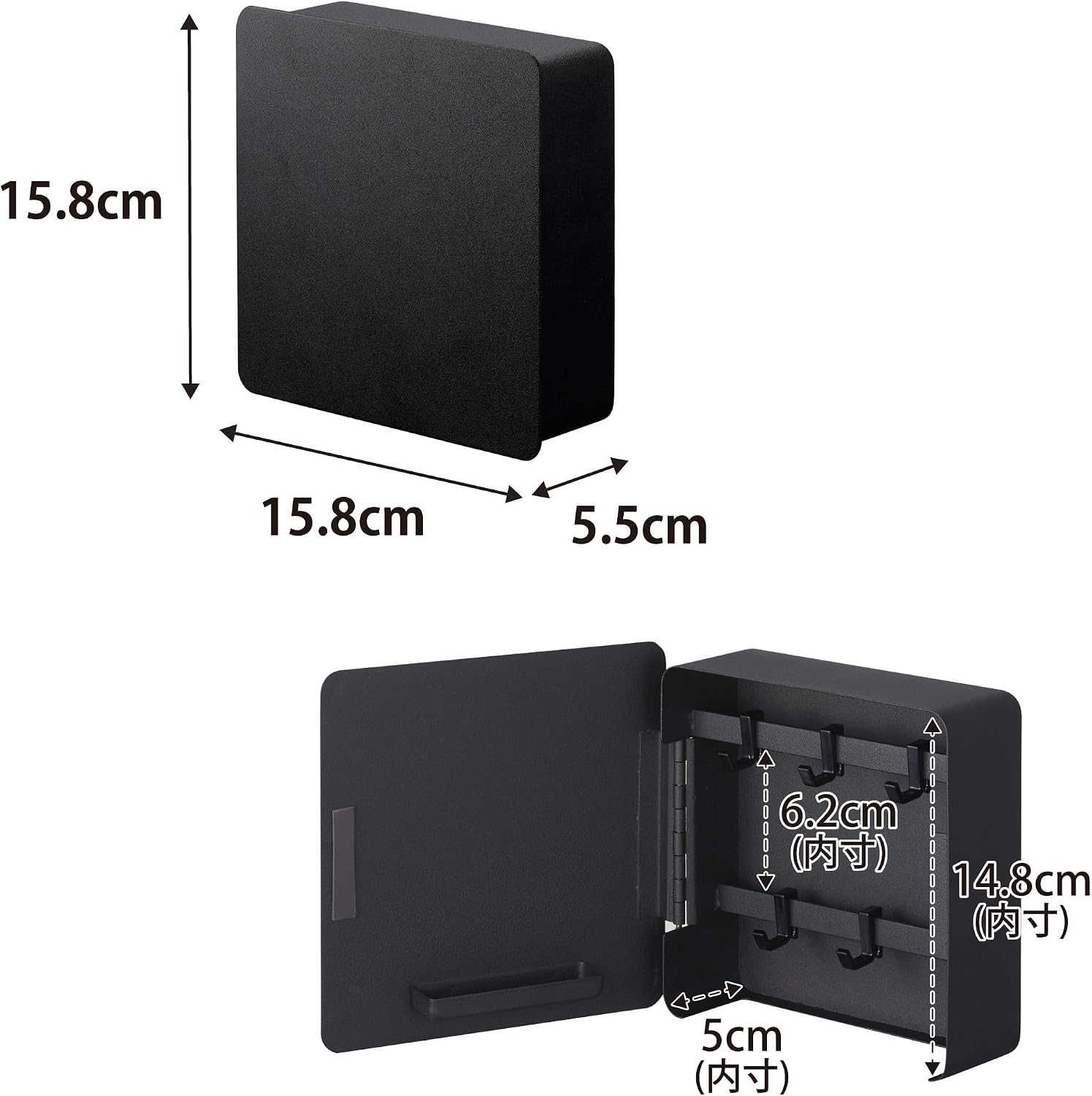 Detalle de 山崎実業 tower 4800 マグネットキーフック 2段 ブラック・可動式フック5個