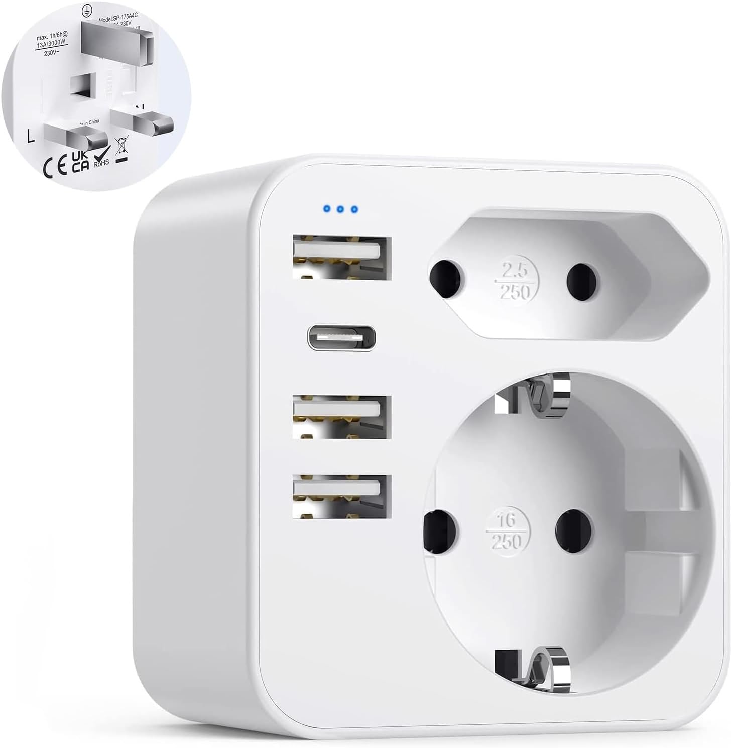 Adapter England Deutschland Stecker Reiseadapter 3,4 A 🔌