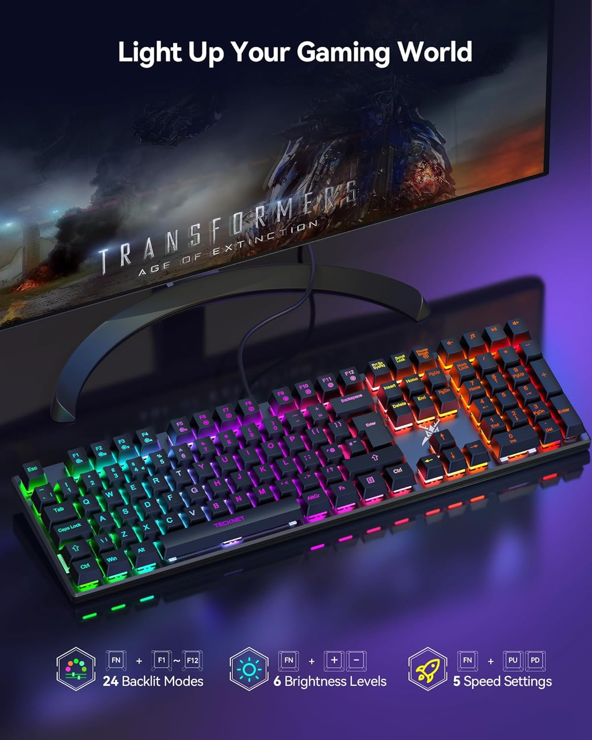 Thumbnail 1 de TECKNET Mechanical Gaming Keyboard 109 keys ⌨