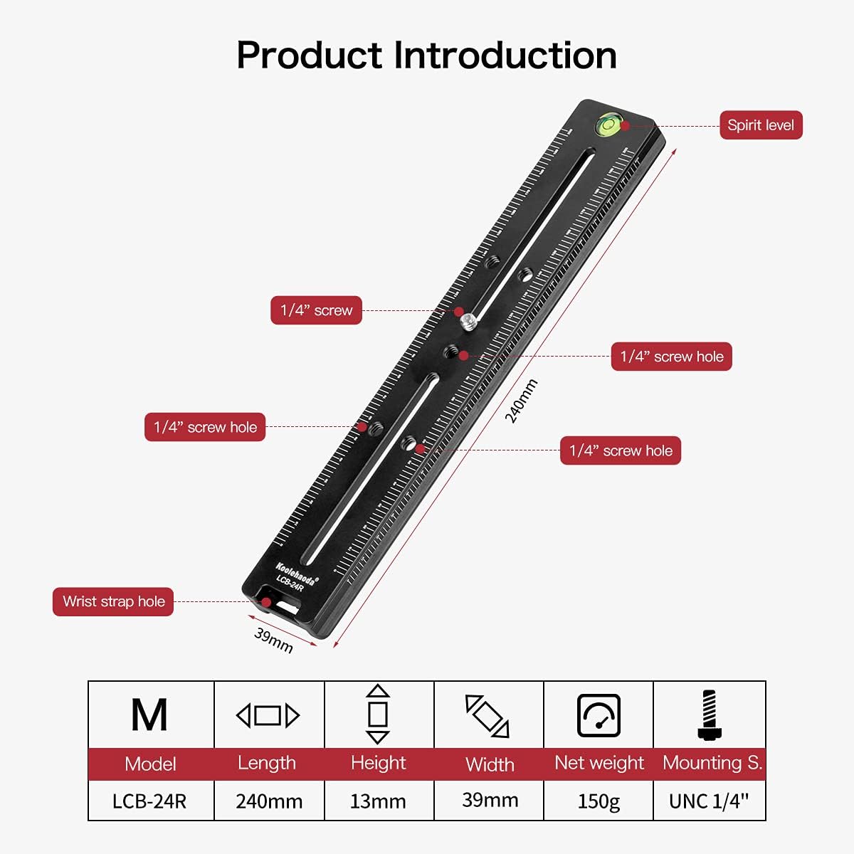 Thumbnail 2 de Koolehaoda 240mm Mehrzweck-Schnellwechselplatte für Rail Quick Release, kompatibel mit Arca-Swiss