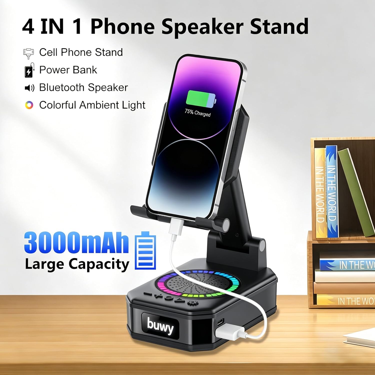 Thumbnail 5 de Gifts for Men and Women: 5-in-1 Phone Stand with Bluetooth Speaker and Wireless Charger (CP8 Pro)
