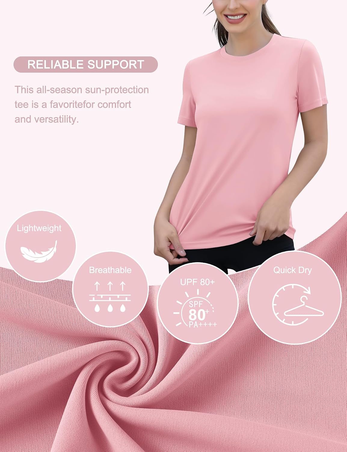 Detalle 2 de Rapbin Sportshirt Damen Kurzarm UPF 50+