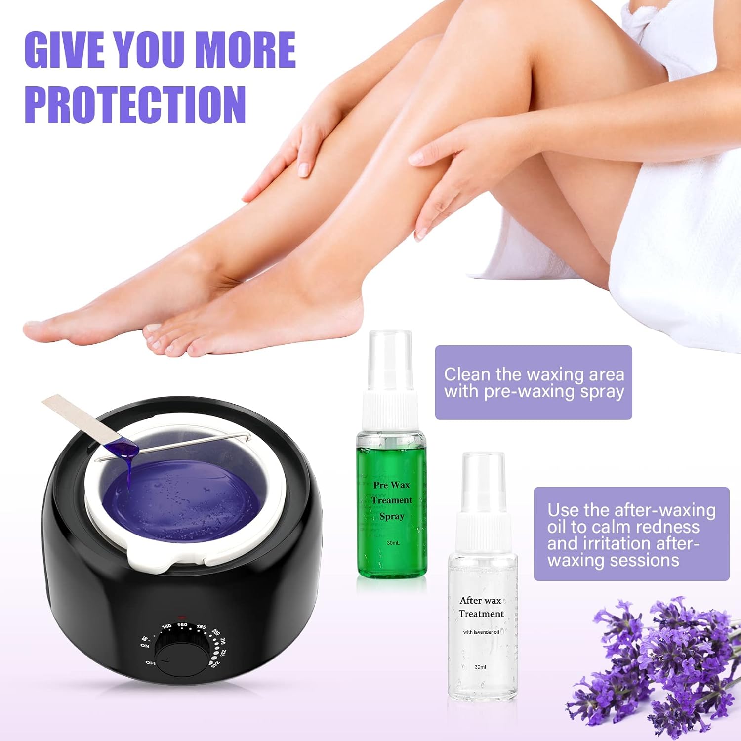 Detalle de TIKESI Waxing Kit with Wax Warmer, Hard Wax Beans (14.1 oz) + Sprays & Tools for Full-Body Hair Removal