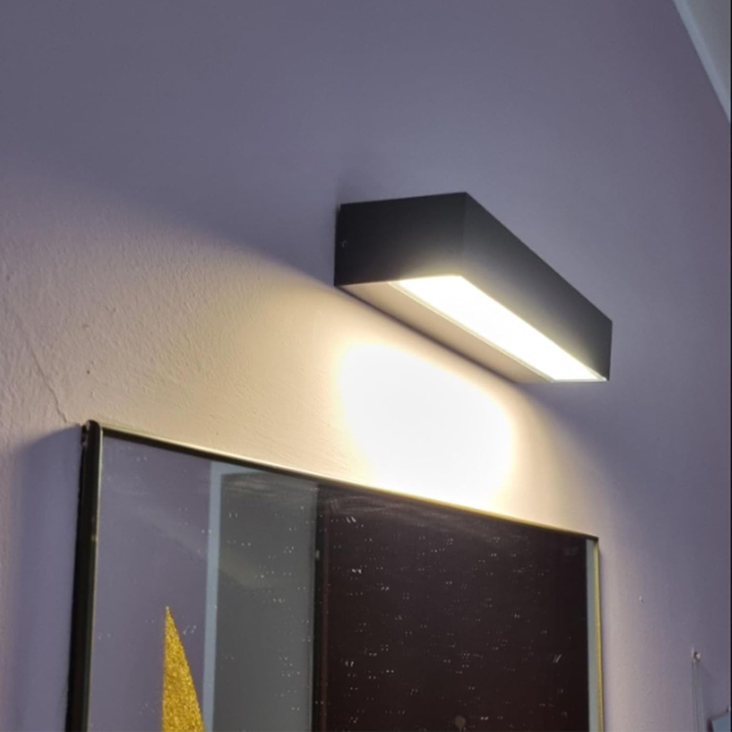 Thumbnail 6 de 2 Pack Applique da parete interno/esterno 30 cm 18W nero IP54 3000K bianco caldo