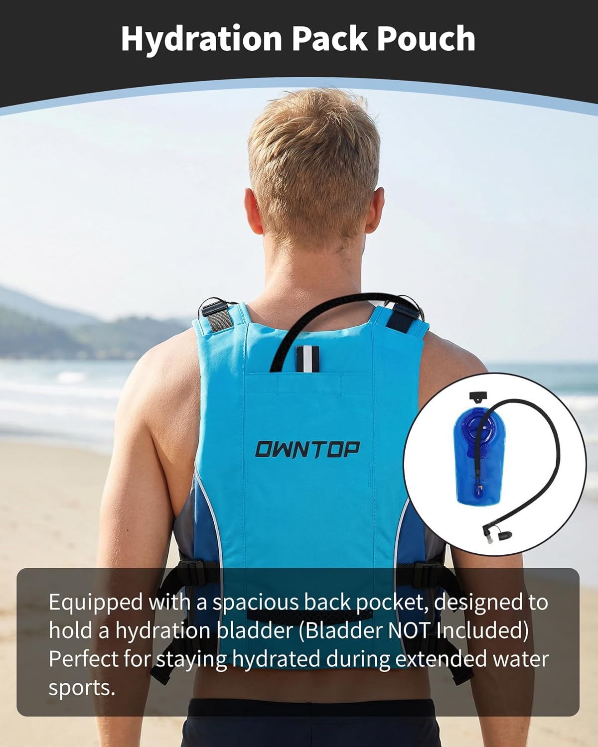 Detalle de Owntop Swim Jacket Adult Youth Hydration Pack with Dual Mesh Pockets