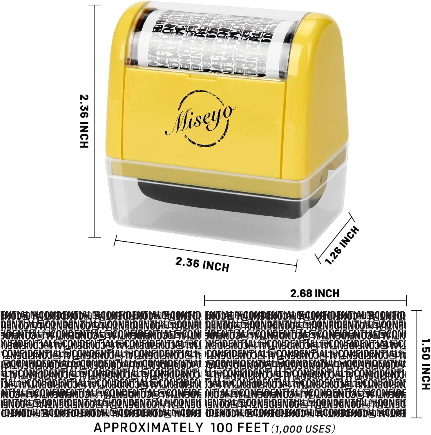 Thumbnail 1 de Miseyo Breites Datenschutz Rollstempel-Set „Identitätsdiebstahl-Prävention“ (Gelb) inkl. 3 Nachfülltinten