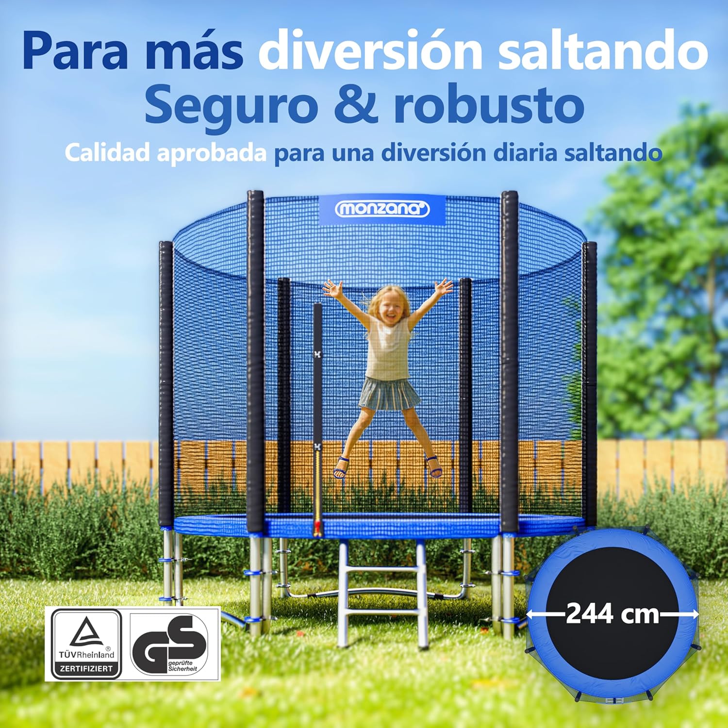 Detalle de Monzana Trampolín 244 cm jardín