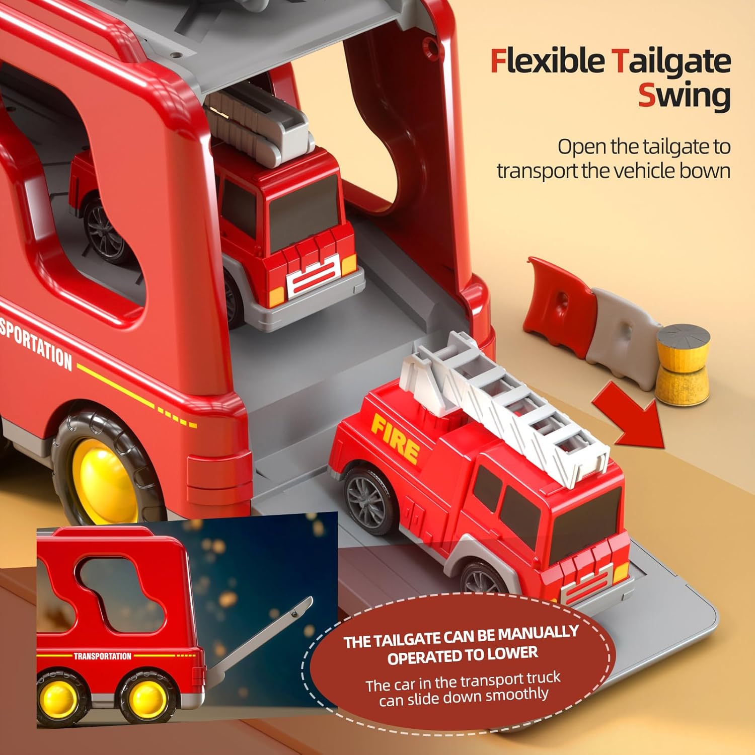 Thumbnail 2 de Beby Buty 5 in 1 Fire Truck Toys for Toddlers (3-6 Years) — Lights, Sounds & Educational Play