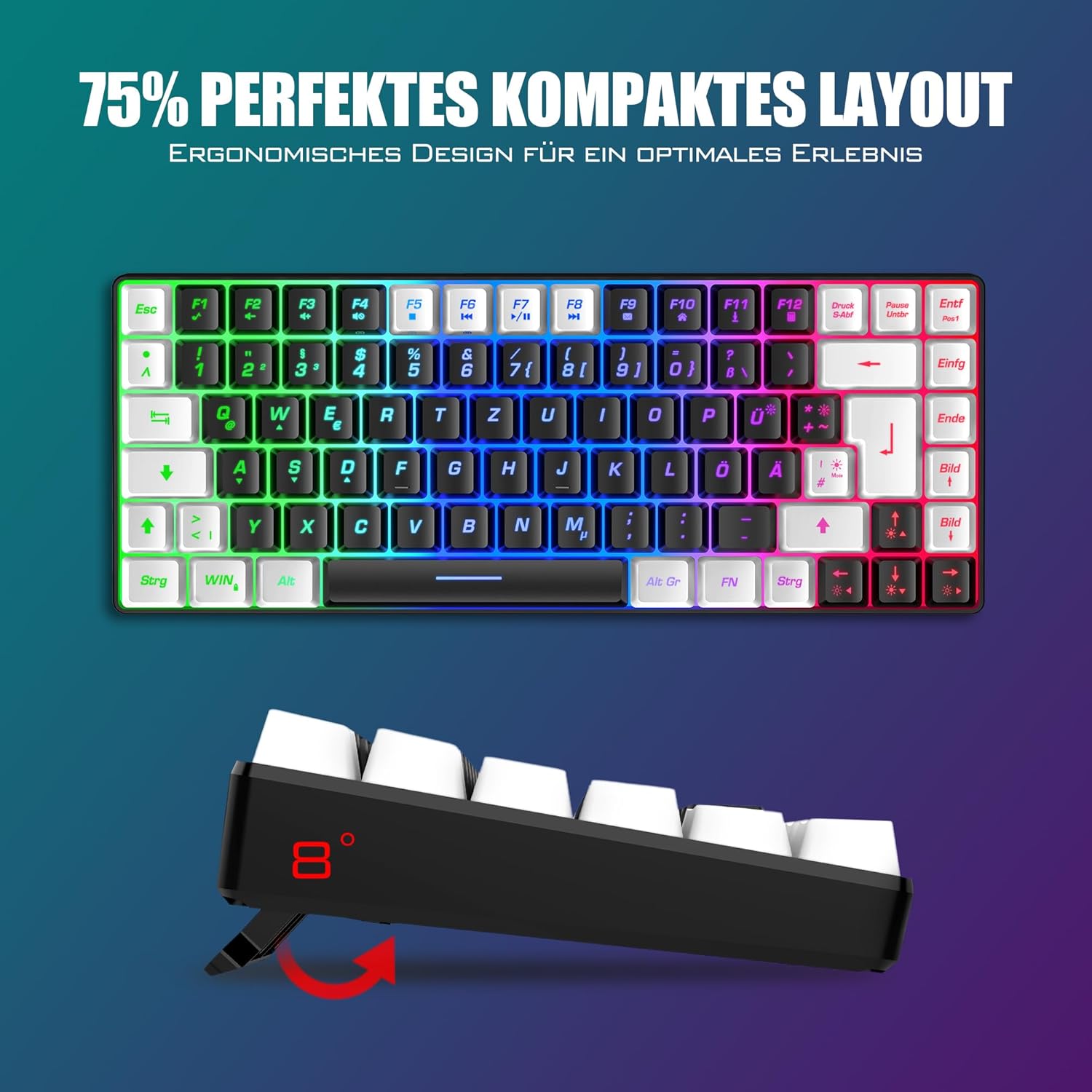 Thumbnail 5 de RedThunder 75% kabelloses Gaming-Tastatur‑Maus-Set 85 Tasten