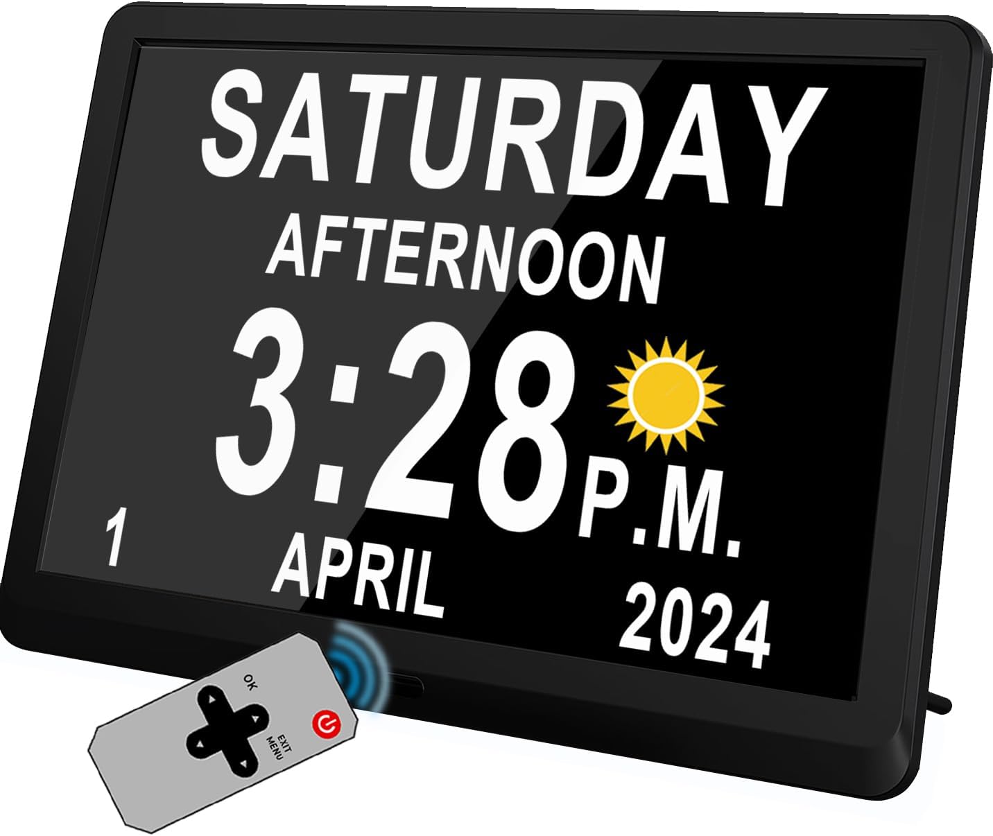 Detalle de Véfaîî 10" Large Digital Clock with DST, Sun/Moon Icons, Reminders and Calendar – Ideal for Seniors