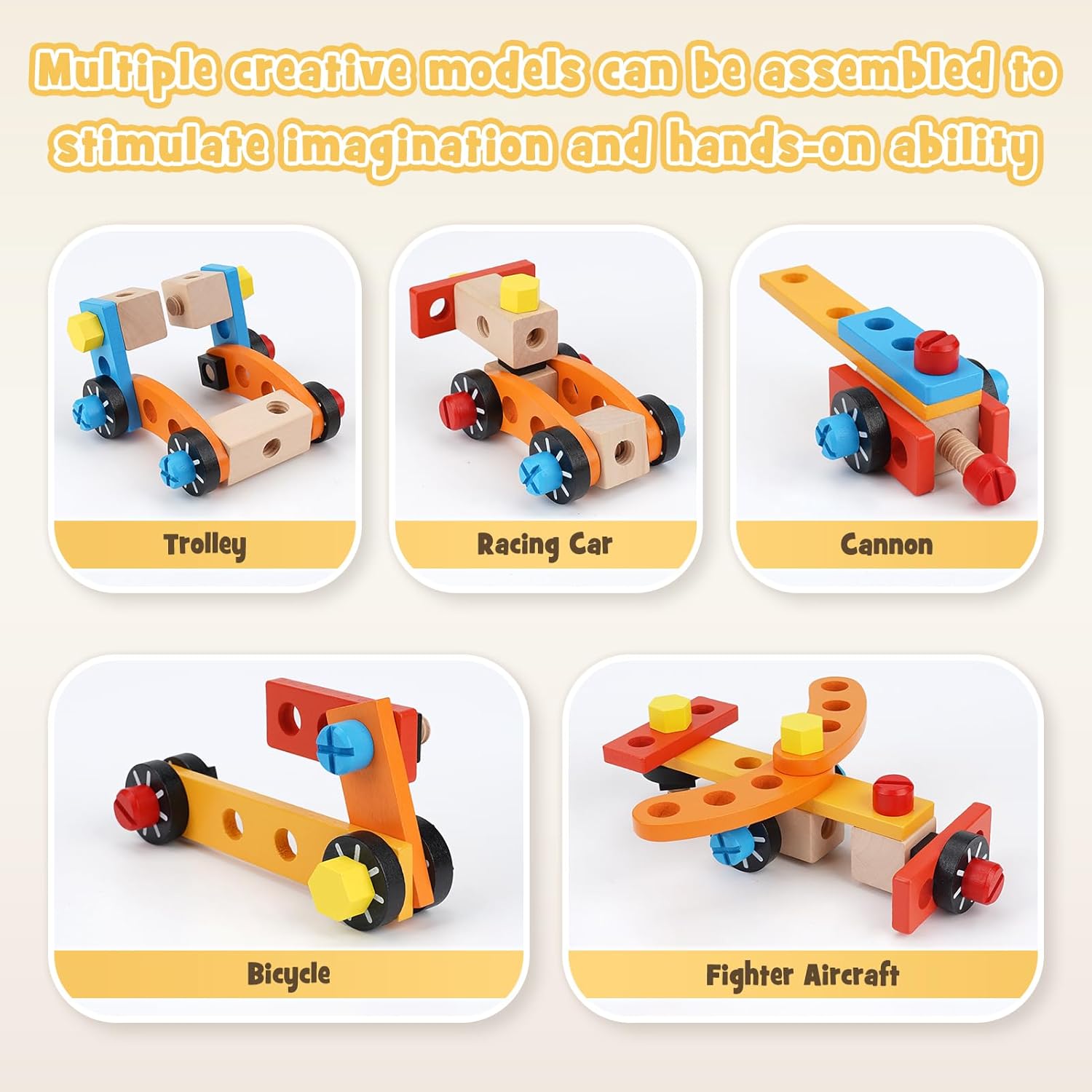 Thumbnail 2 de Kinder Werkzeugkoffer Montessori Holzspielzeug (39-tlg.) ab 3 Jahren – inkl. Akkuschrauber-Spielzeug