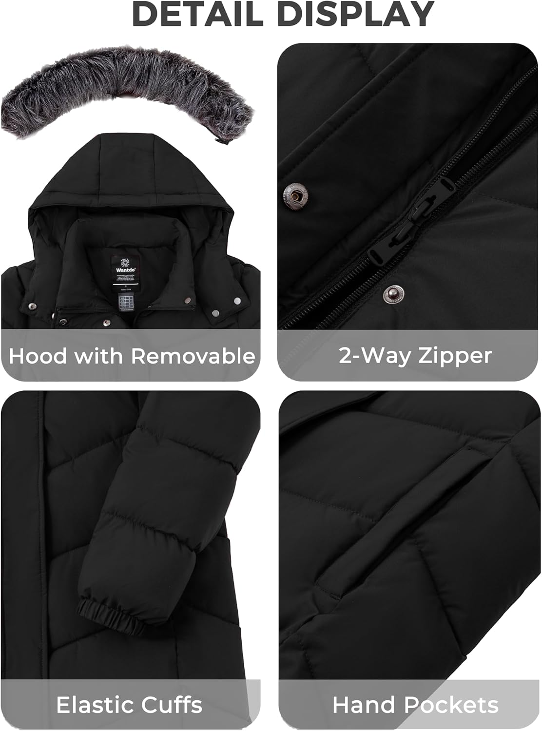 Thumbnail 4 de wantdo Women's Long Hooded Puffer Jacket plus size
