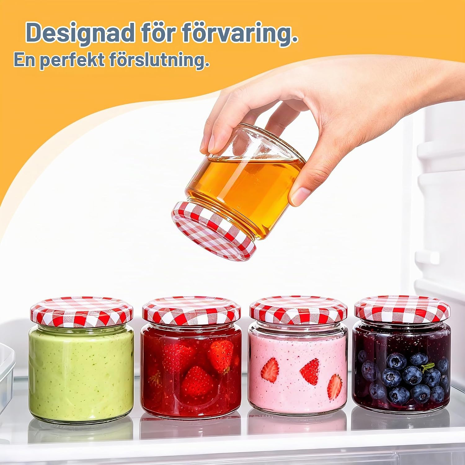 Detalle 1 de Hejo syltburkar, 12-pack à 150 ml med skruvlock i glas