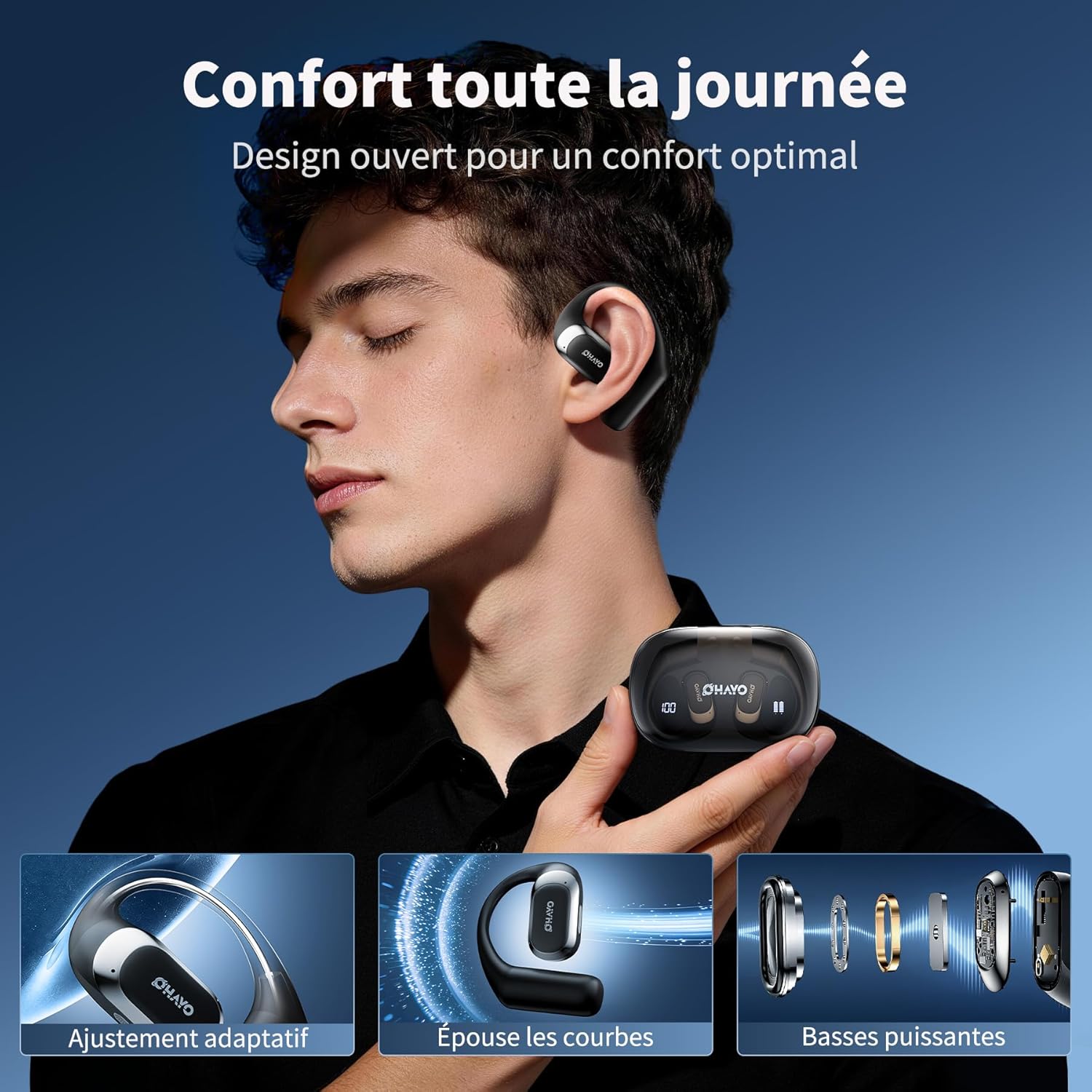 Thumbnail 2 de OHAYO Open Ear Kopfhörer Bluetooth, 40 Std. Akku