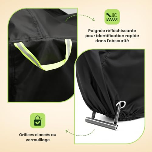 Thumbnail 5 de IPSXP Housse Vélo Oxford 210D Noir (208×112×76 cm) – Protection extérieure pour VTT et Route