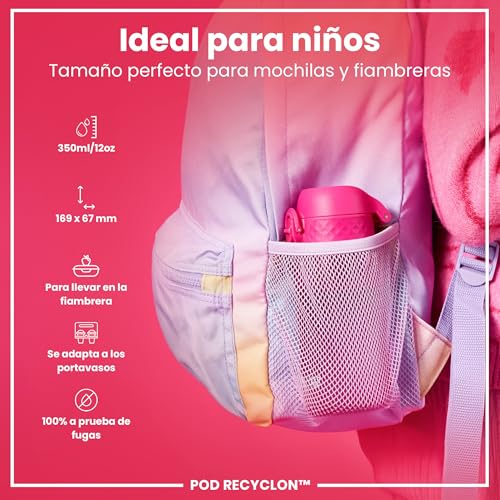 Detalle de ion8 Botella 350 ml para niños, a prueba de fugas 🚰