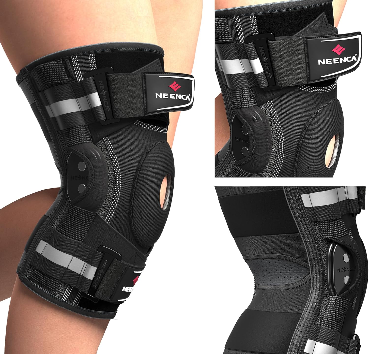 Detalle de NEENCA Professional Knee Brace with X-Strap: Open-Patella Medical Knee Support