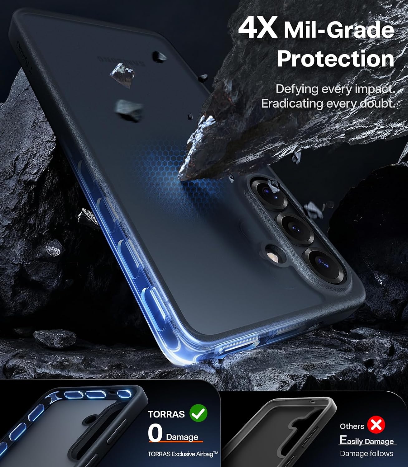 Detalle 2 de TORRAS Samsung Galaxy S26 Case, Slim Matte Black with 12-Foot Drop Protection